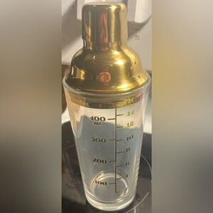 16oz glass cocktail shaker with a gold stainless steel lid - never used